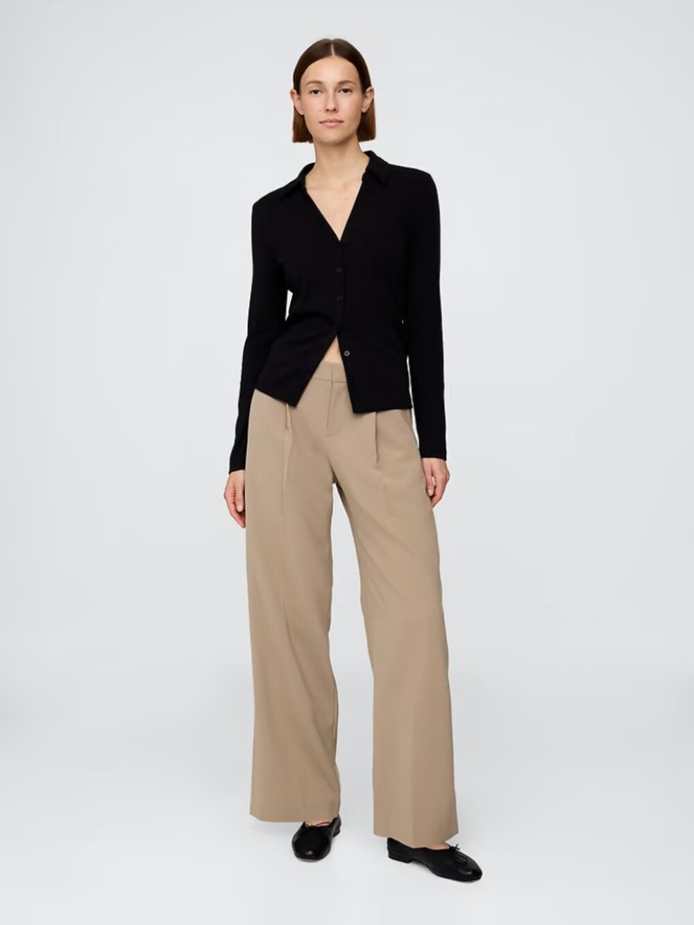 GAP 365 Low Rise Pleated Wide-Leg Trousers taupe